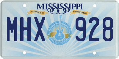 MS license plate MHX928