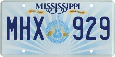 MS license plate MHX929