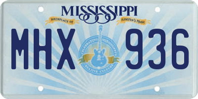 MS license plate MHX936