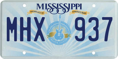 MS license plate MHX937