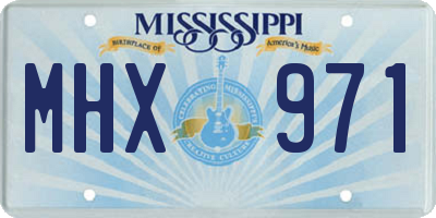 MS license plate MHX971