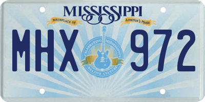 MS license plate MHX972