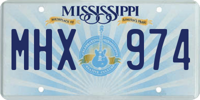 MS license plate MHX974