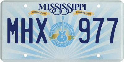 MS license plate MHX977