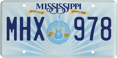 MS license plate MHX978
