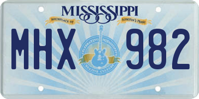MS license plate MHX982