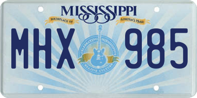 MS license plate MHX985