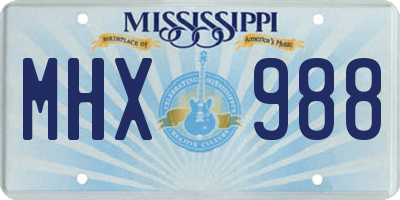 MS license plate MHX988