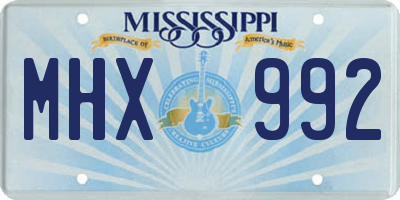 MS license plate MHX992