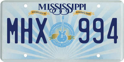 MS license plate MHX994