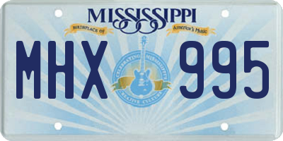 MS license plate MHX995