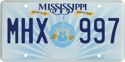 MS license plate MHX997