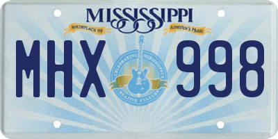 MS license plate MHX998