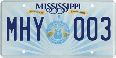 MS license plate MHY003