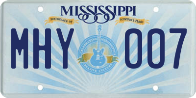 MS license plate MHY007