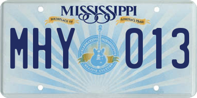 MS license plate MHY013