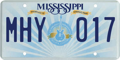 MS license plate MHY017