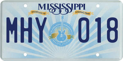 MS license plate MHY018