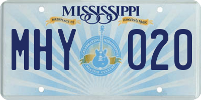 MS license plate MHY020
