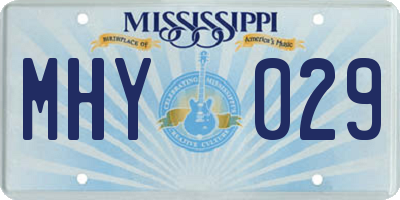 MS license plate MHY029