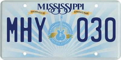 MS license plate MHY030