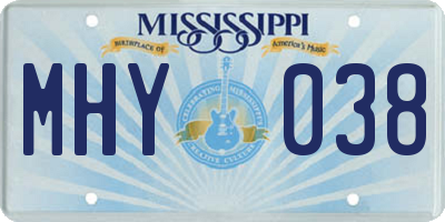MS license plate MHY038