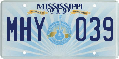 MS license plate MHY039