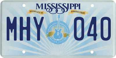 MS license plate MHY040