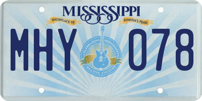 MS license plate MHY078