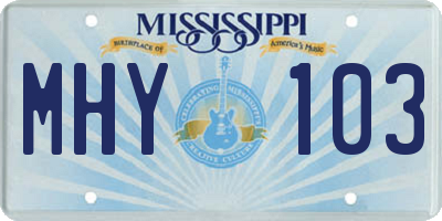 MS license plate MHY103