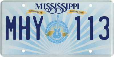 MS license plate MHY113