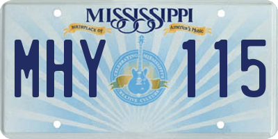 MS license plate MHY115