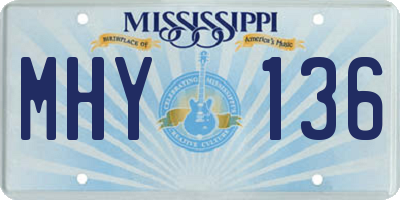 MS license plate MHY136