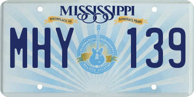 MS license plate MHY139