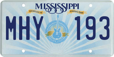 MS license plate MHY193