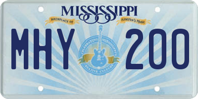 MS license plate MHY200