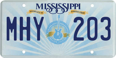 MS license plate MHY203