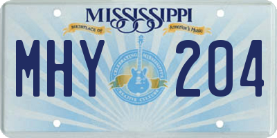 MS license plate MHY204