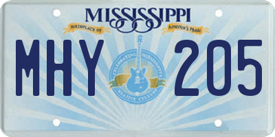 MS license plate MHY205