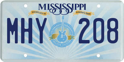 MS license plate MHY208