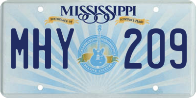 MS license plate MHY209