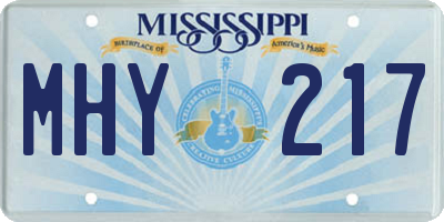 MS license plate MHY217
