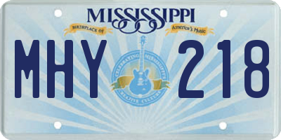 MS license plate MHY218