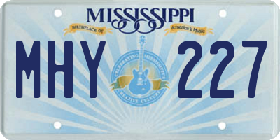 MS license plate MHY227