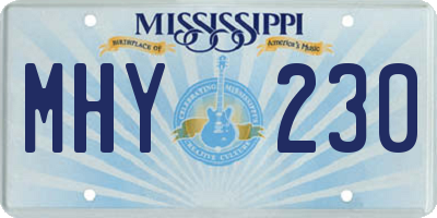 MS license plate MHY230