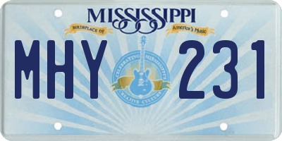 MS license plate MHY231