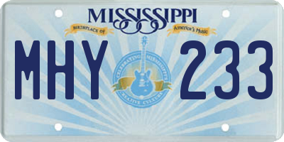 MS license plate MHY233