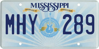 MS license plate MHY289