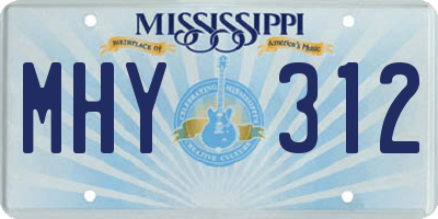 MS license plate MHY312