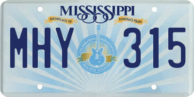 MS license plate MHY315
